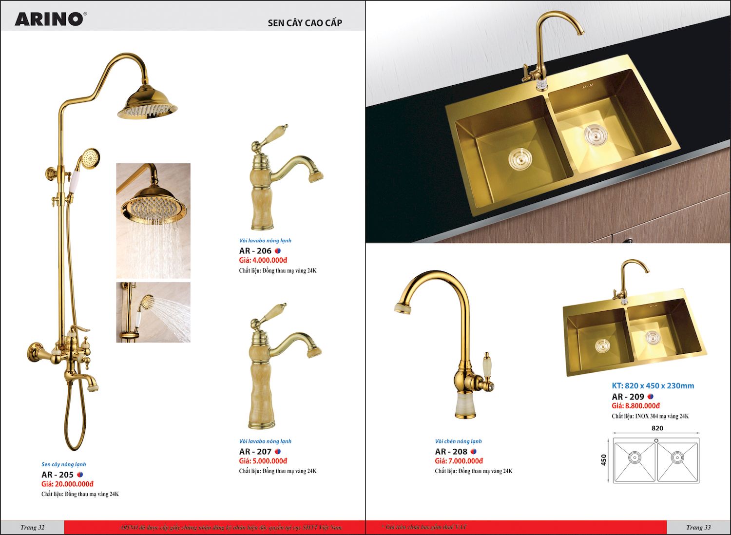 Thiết bị vệ sinh ARINO Catalogue và Bảng giá mới nhất /Page 17